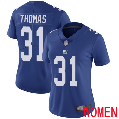Women New York Giants #31 Michael Thomas Royal Blue Team Color Vapor Untouchable Limited Player Football NFL Jersey->women nfl jersey->Women Jersey